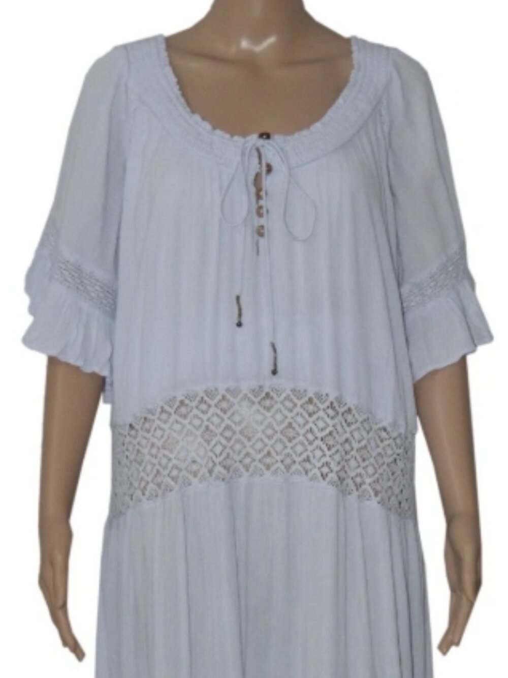 Free People Free est Dream On Maxi Dress Crochet Flutter Sleeve S - Picture 7 of 7